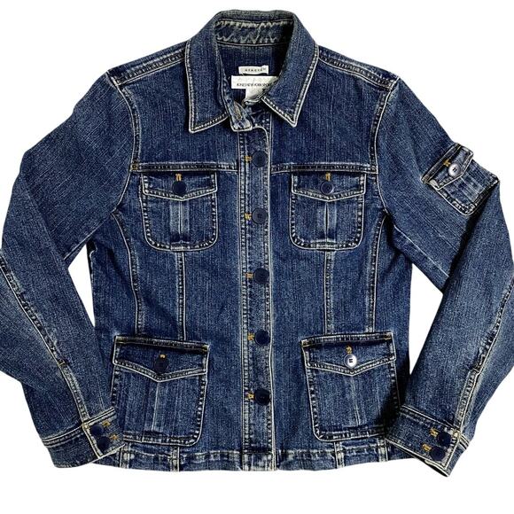 Jones New York Sport Vintage Jean Jacket Womens M Blue Fade Button Up Pockets - Picture 2 of 12